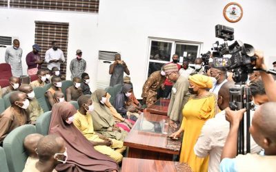 GOVERNOR ABUBAKAR SANI BELLO OF NIGER STATE RECEIVES 53 RELEASED VICTIMS OF KIDNAPPED PASSENGERS OF NSTA BUS